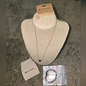 NWT VITALITY Black Diffuser Bead Necklace and bracelet set